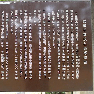 「武蔵千葉氏と赤塚城跡」の案内板 | 赤塚城
